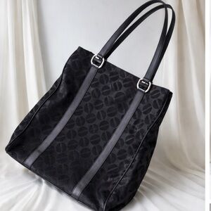 Borbonese OP Jet Nylon Tote Black Leather Trim Large Shoulder Bag Italy